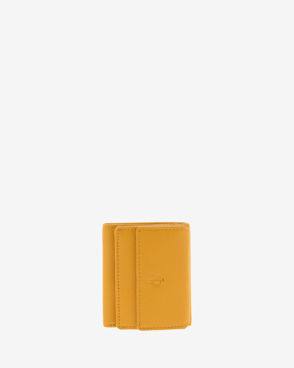 Cartera de piel Napa, pequeña y compacta de color mostaza, vista frontal plana, referencia 8071-15