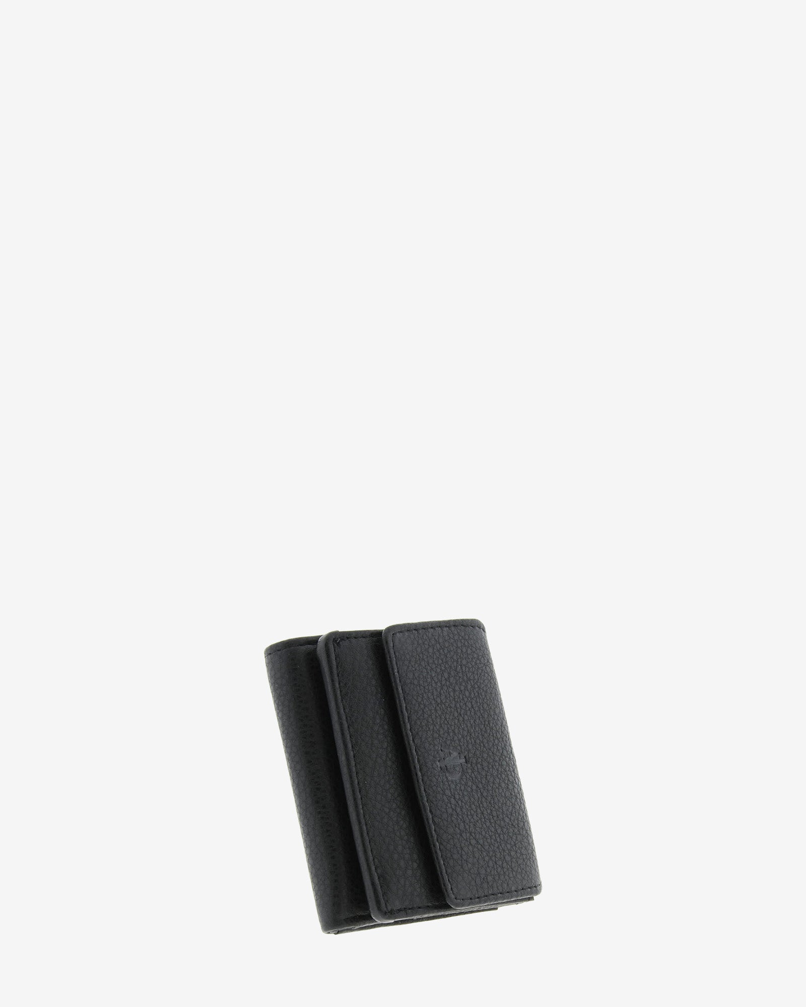 Cartera  pequeña compacta de piel Napa de color negro, vista frontal exterior, referencia 8071-1