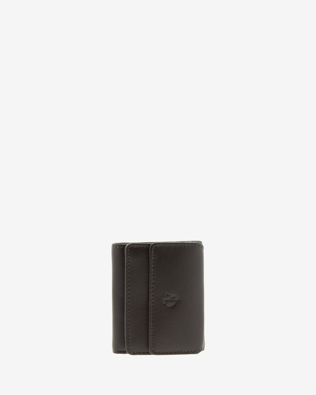 Cartera de piel Napa, pequeña y compacta de color marrón, vista frontal plana, referencia 8071-2