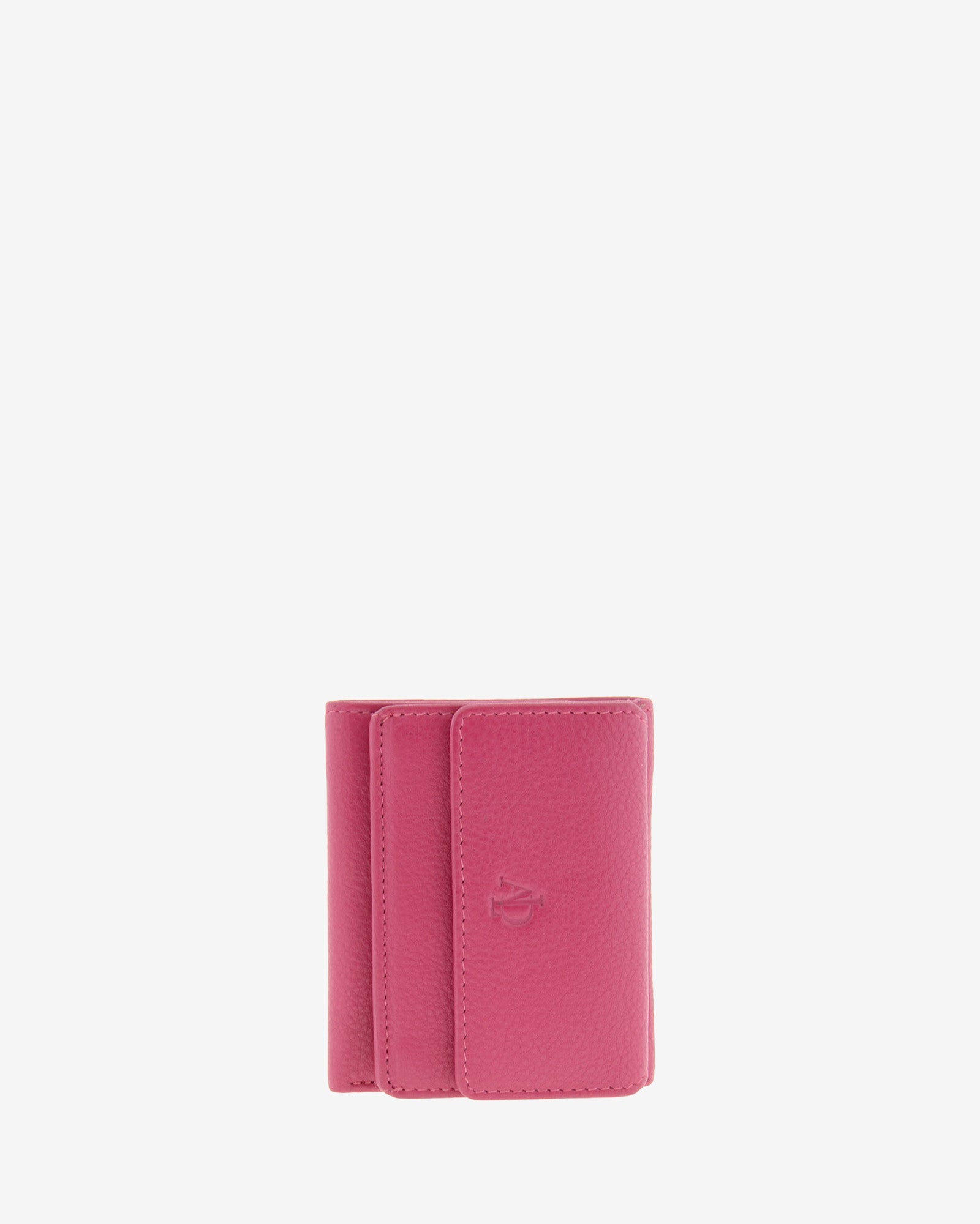 Cartera de piel Napa, pequeña y compacta de color magenta, vista frontal plana, referencia 8071-25