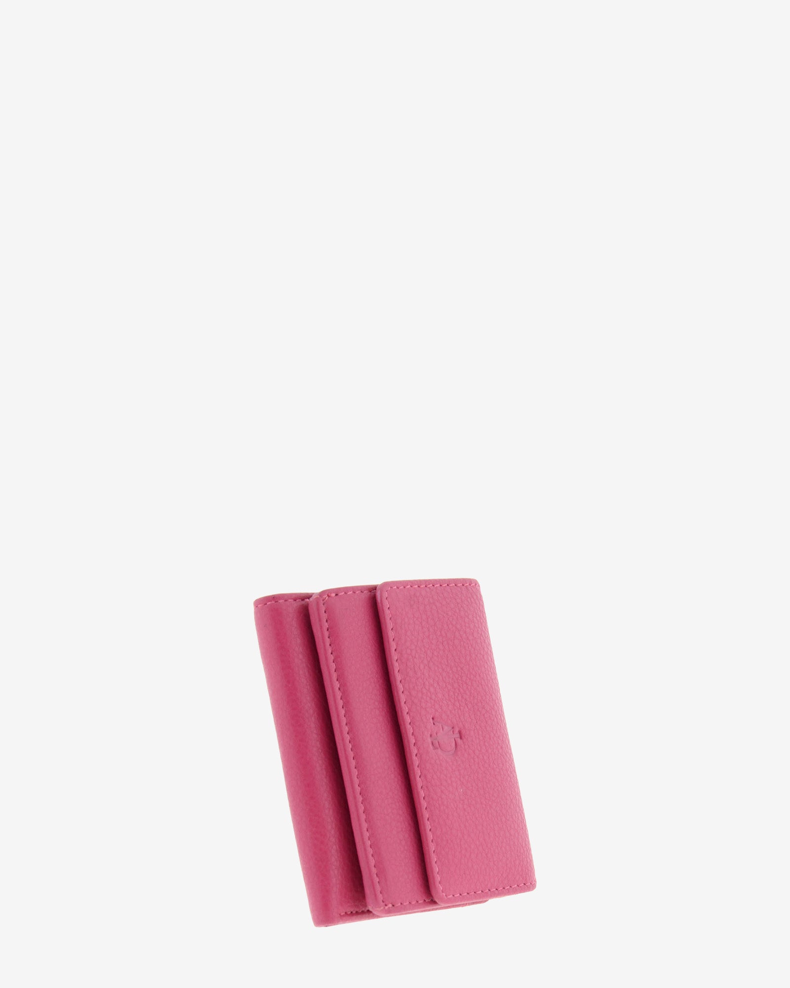 Cartera pequeña compacta de piel Napa de color magenta, vista frontal exterior, referencia 8071-25