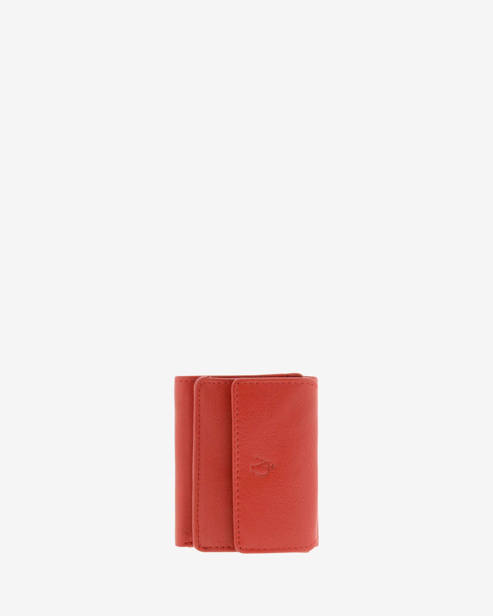 Cartera de piel Napa, pequeña y compacta de color rojo, vista frontal plana, referencia 8071-3