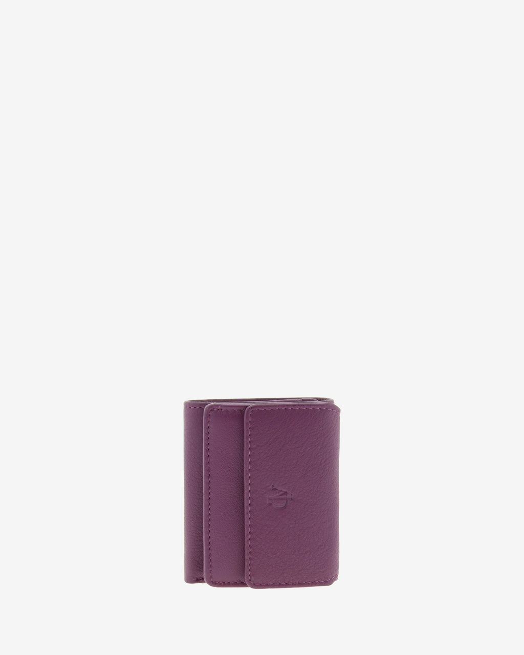 Cartera de piel Napa, pequeña y compacta de color lila, vista frontal plana, referencia 8071-4