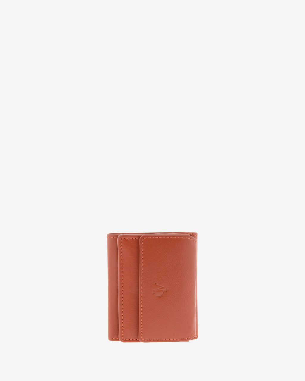 Cartera de piel Napa, pequeña y compacta de color teja, vista frontal plana, referencia 8071-9