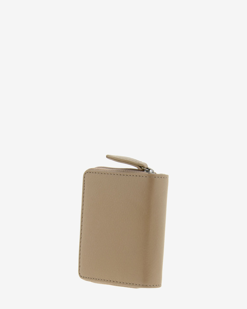 Cartera pequeña compacta de piel Napa de color topo, vista trasera, referencia 8074-12