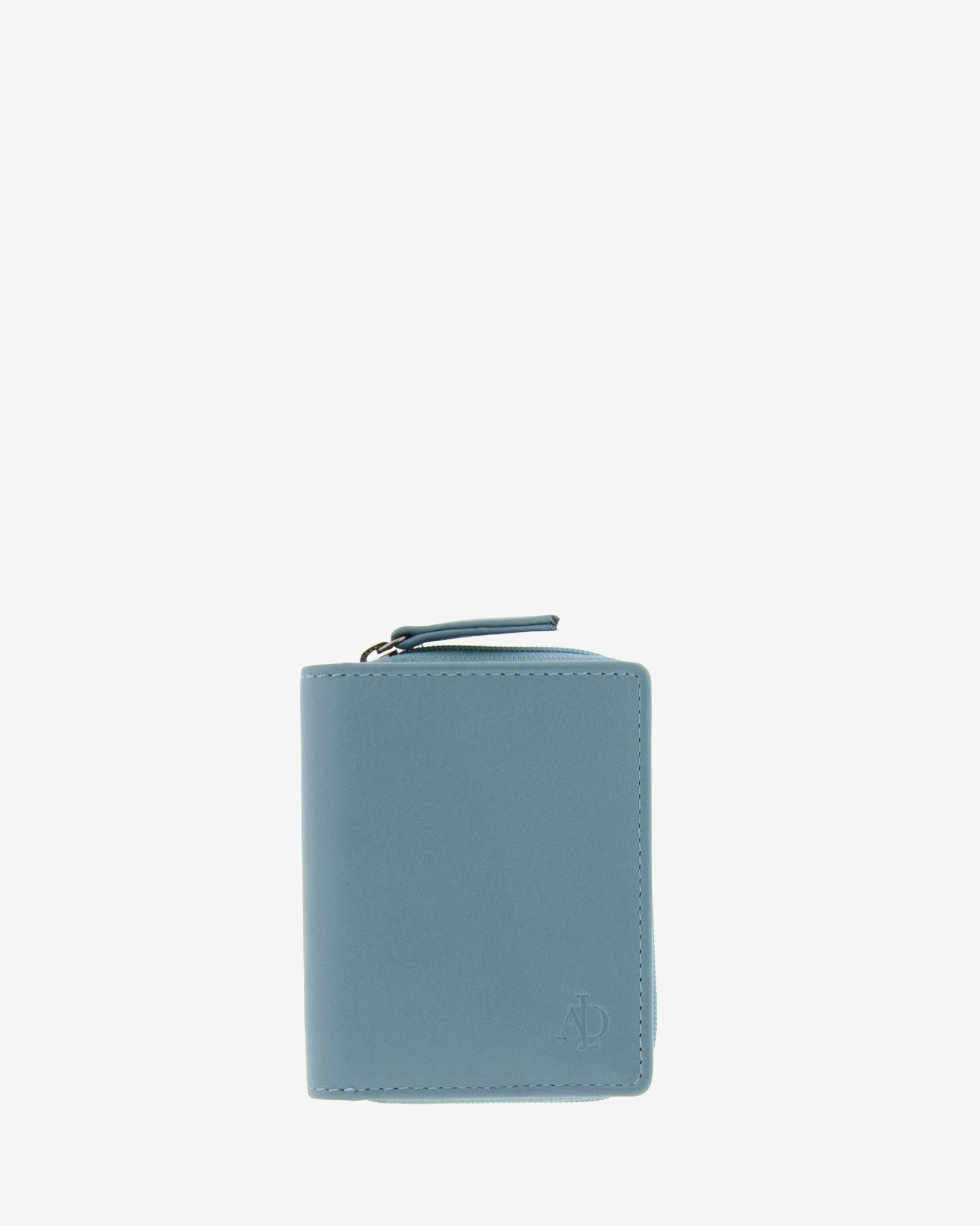 Cartera de piel Napa, pequeña y compacta de color mar, vista frontal plana, referencia 8074-16