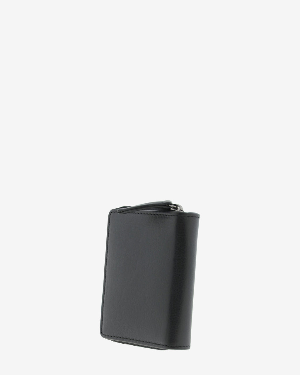 Cartera pequeña compacta de piel Napa de color negro, vista trasera, referencia 8074-1