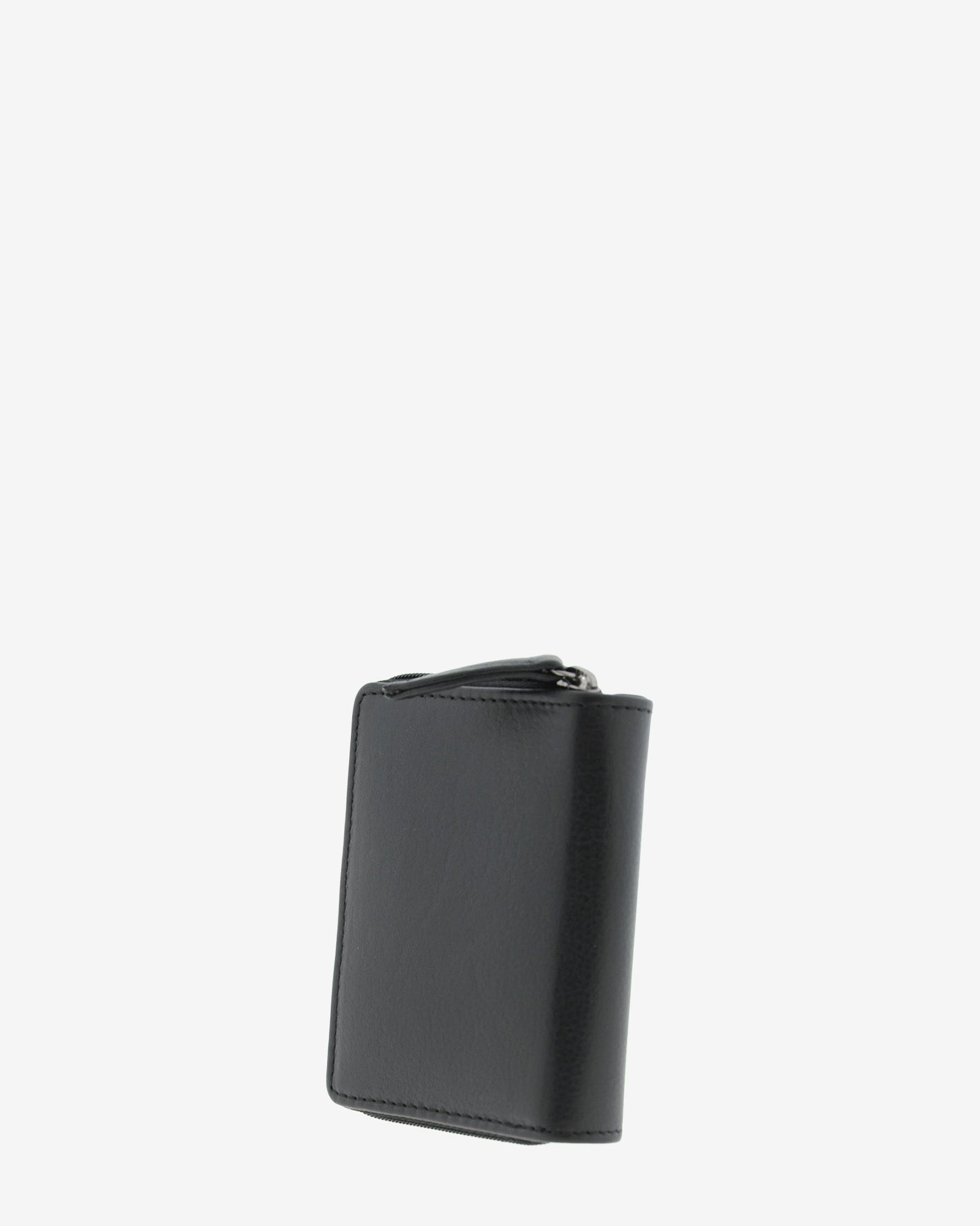 Cartera pequeña compacta de piel Napa de color negro, vista trasera, referencia 8074-1