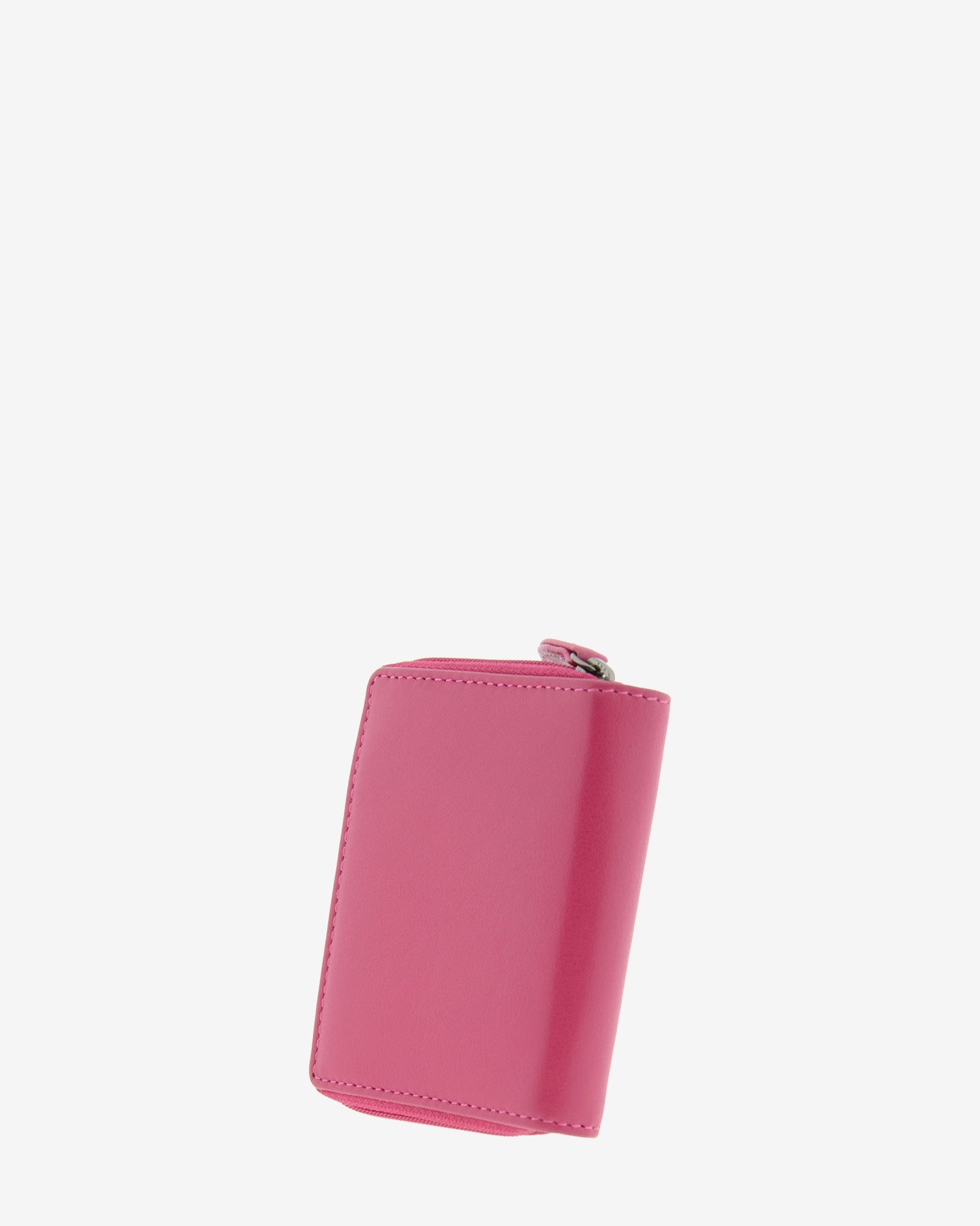 Cartera pequeña compacta de piel Napa de color magenta, vista trasera, referencia 8074-25
