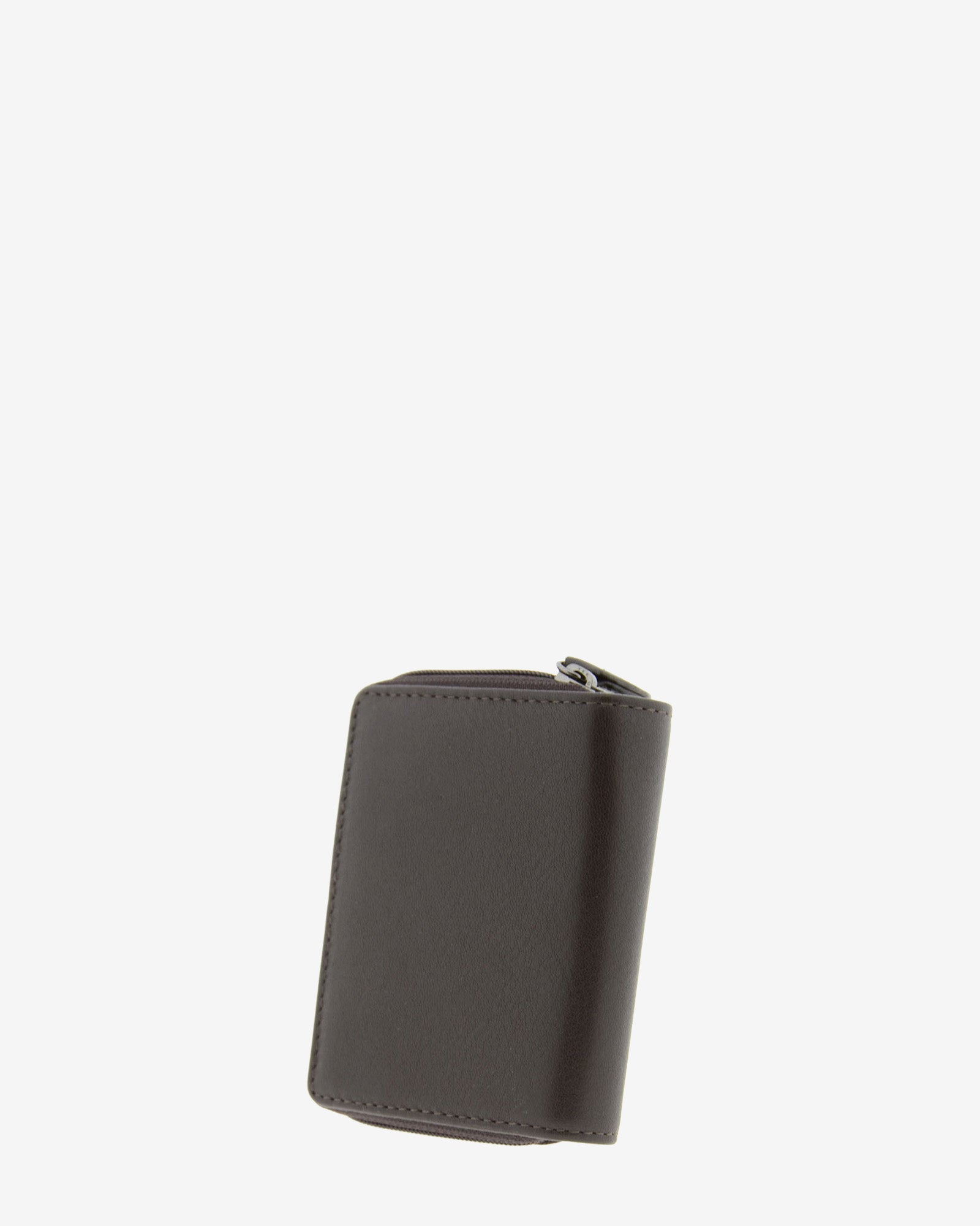Cartera pequeña compacta de piel Napa de color marrón, vista trasera, referencia 8074-2