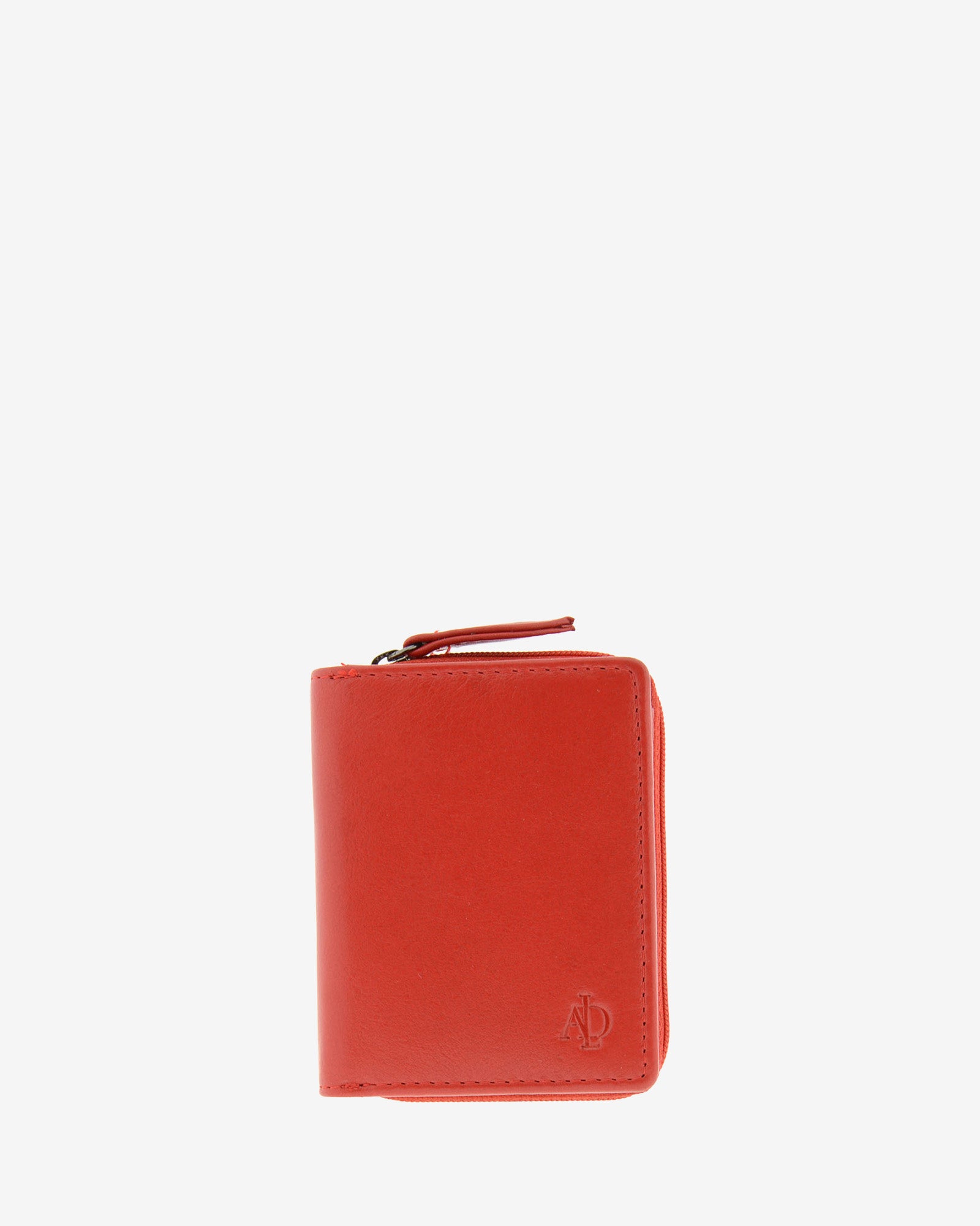 Cartera de piel Napa, pequeña y compacta de color rojo, vista frontal plana, referencia 8074-3