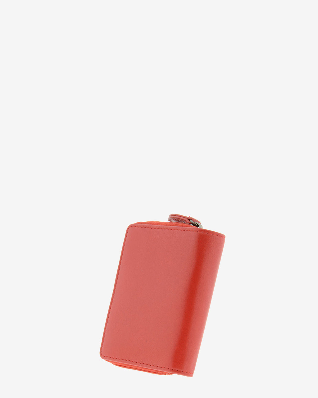 Cartera pequeña compacta de piel Napa de color rojo, vista trasera, referencia 8074-3