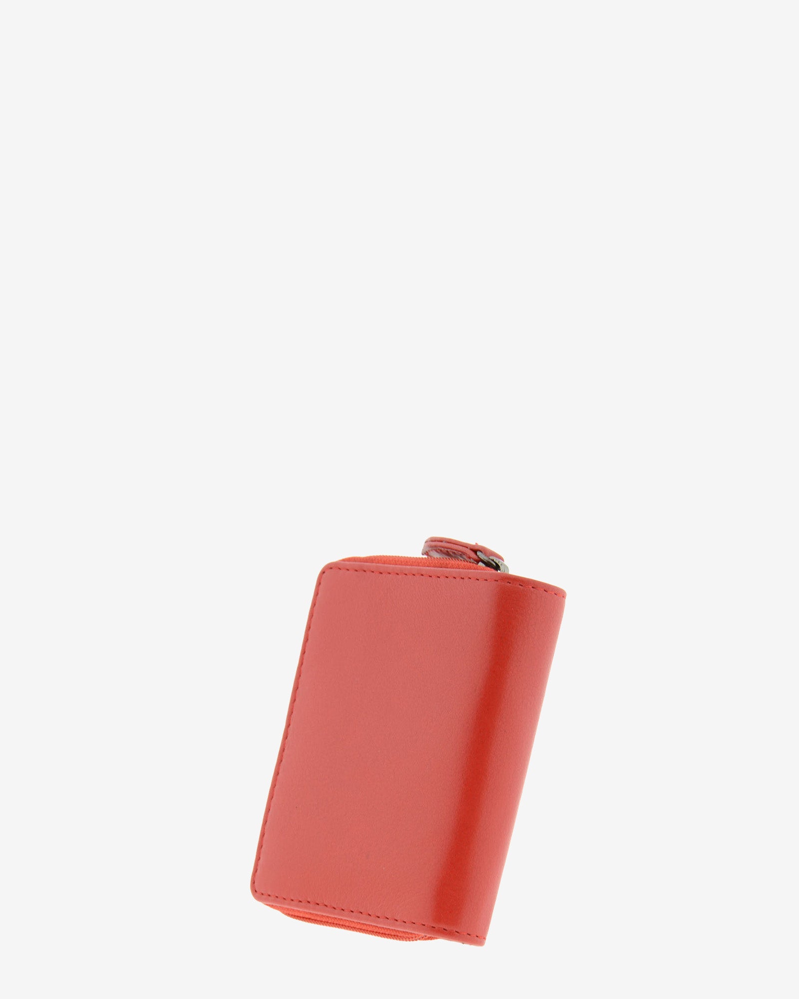 Cartera pequeña compacta de piel Napa de color rojo, vista trasera, referencia 8074-3