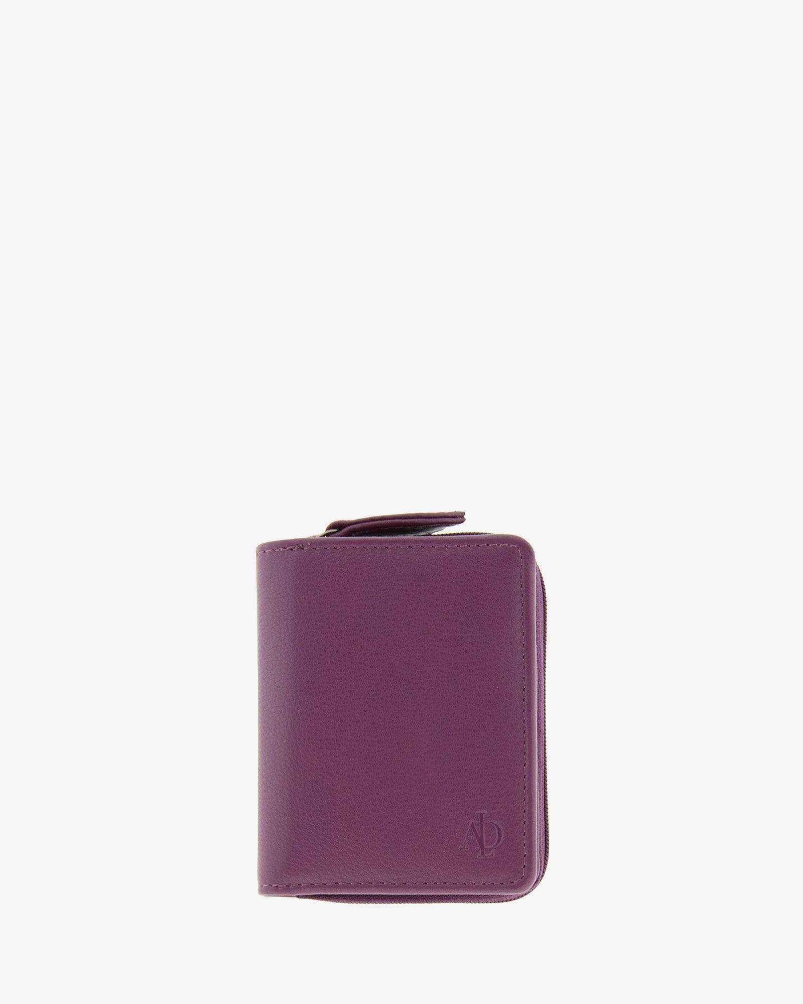 Cartera de piel Napa, pequeña y compacta de color lila, vista frontal plana, referencia 8074-4
