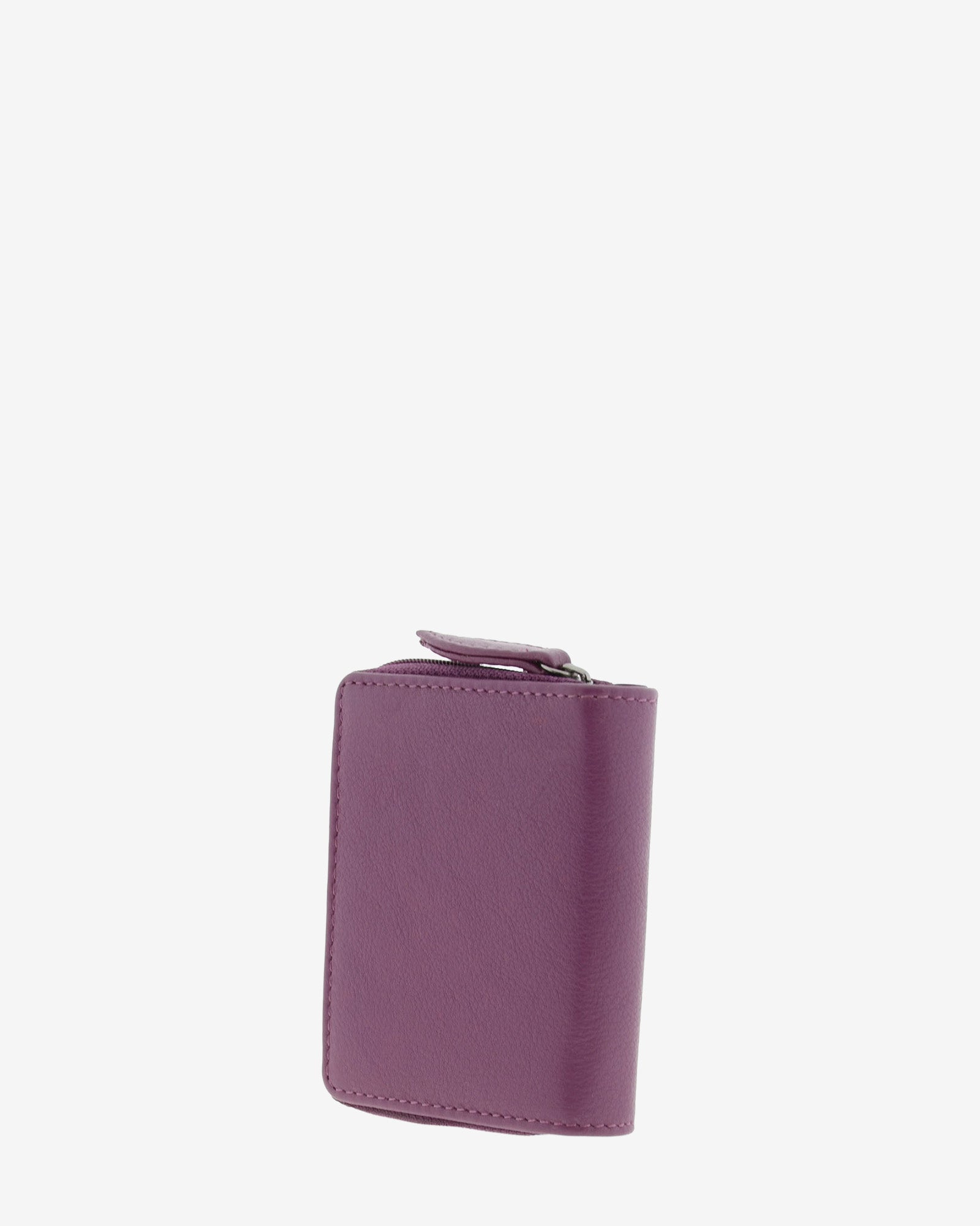 Cartera pequeña compacta de piel Napa de color lila, vista trasera, referencia 8074-4