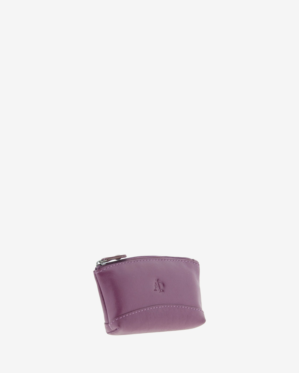 Monedero pequeño 8014 en color lila, vista tres cuartos frontal izquierda.
