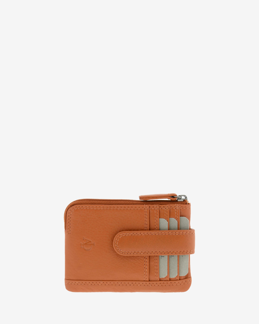Monedero tarjetero 8036 en color cuero, vista frontal.