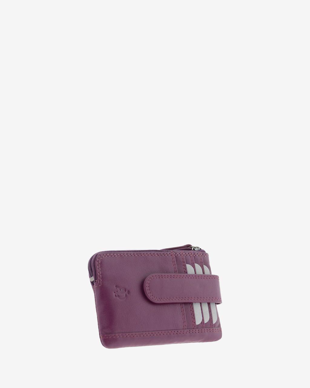 Monedero tarjetero 8036 en color lila, vista tres cuartos frontal.