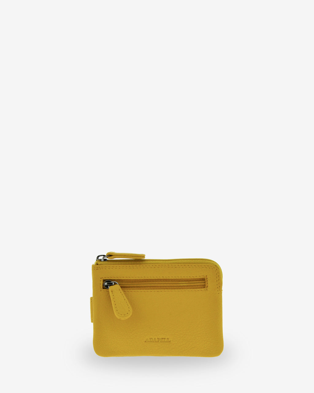 Monedero tarjetero 8036 en color limón, vista posterior con bolsillo exterior con cremallera.