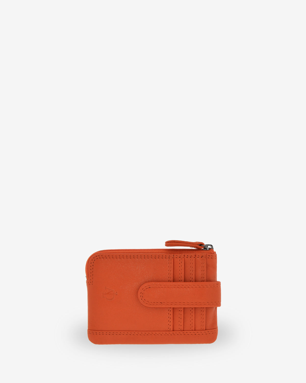 Monedero tarjetero 8036 en color mandarina, vista frontal.