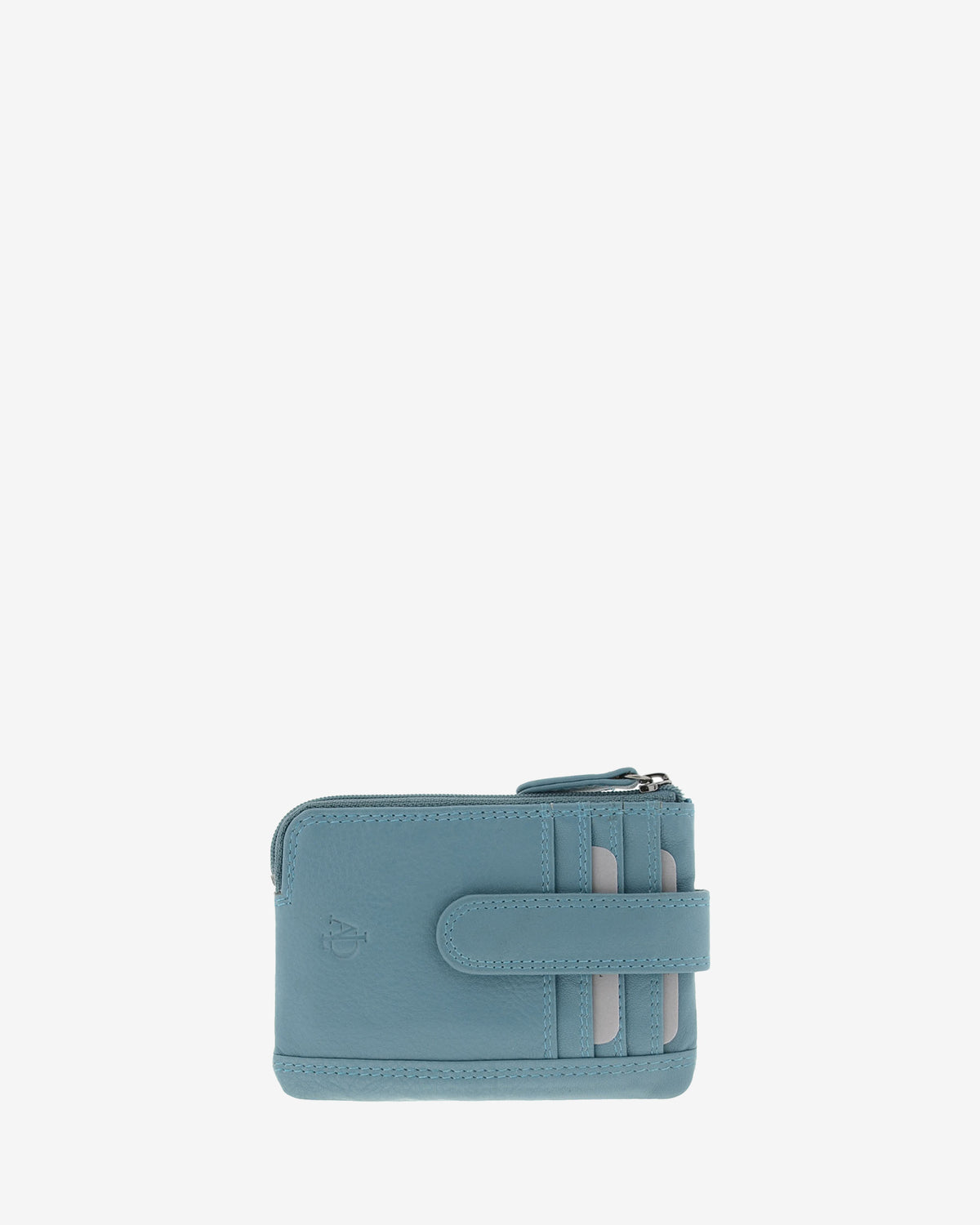 Monedero tarjetero 8036 en color mar, vista frontal.