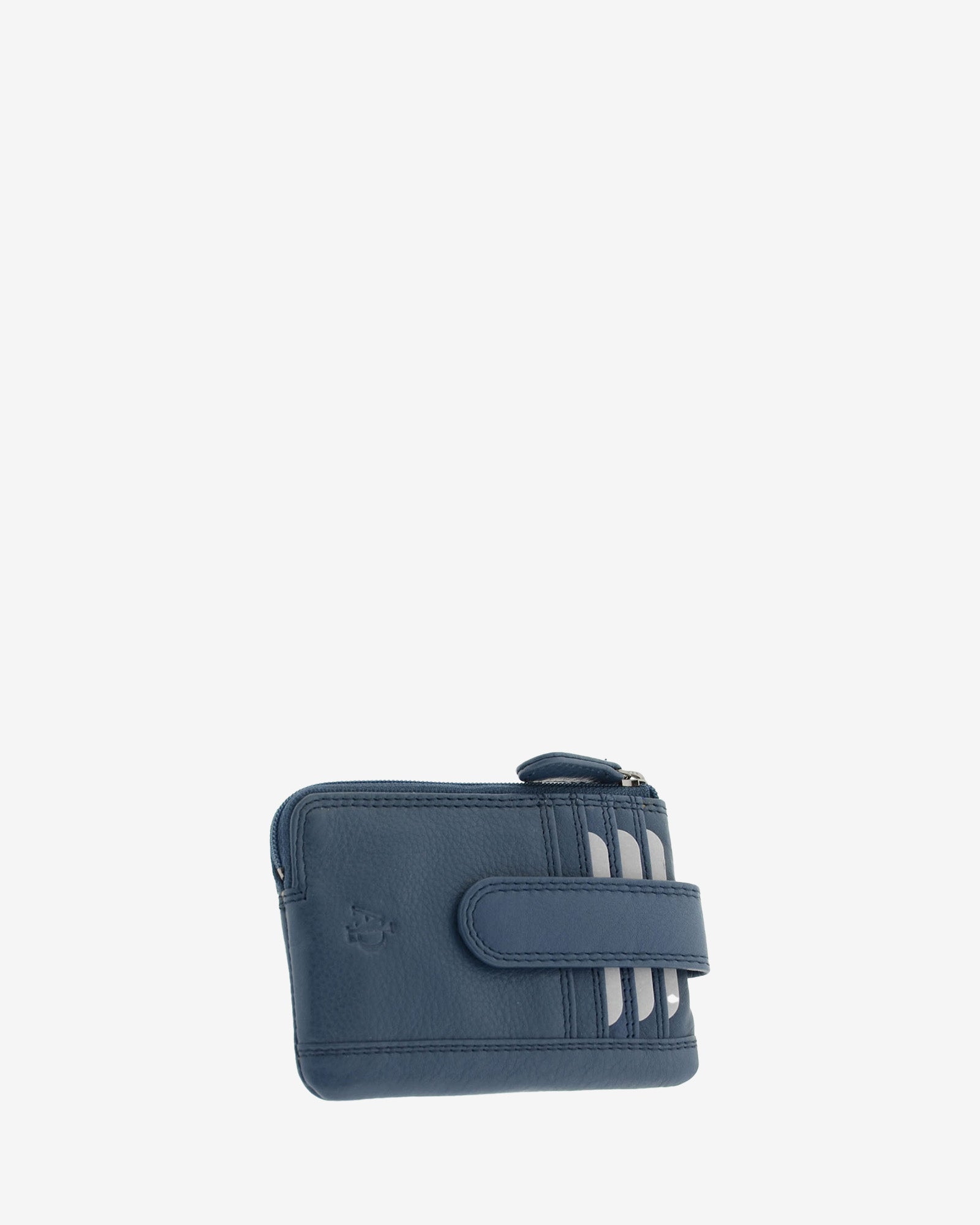 Monedero tarjetero 8036 en color marino, vista tres cuartos frontal.