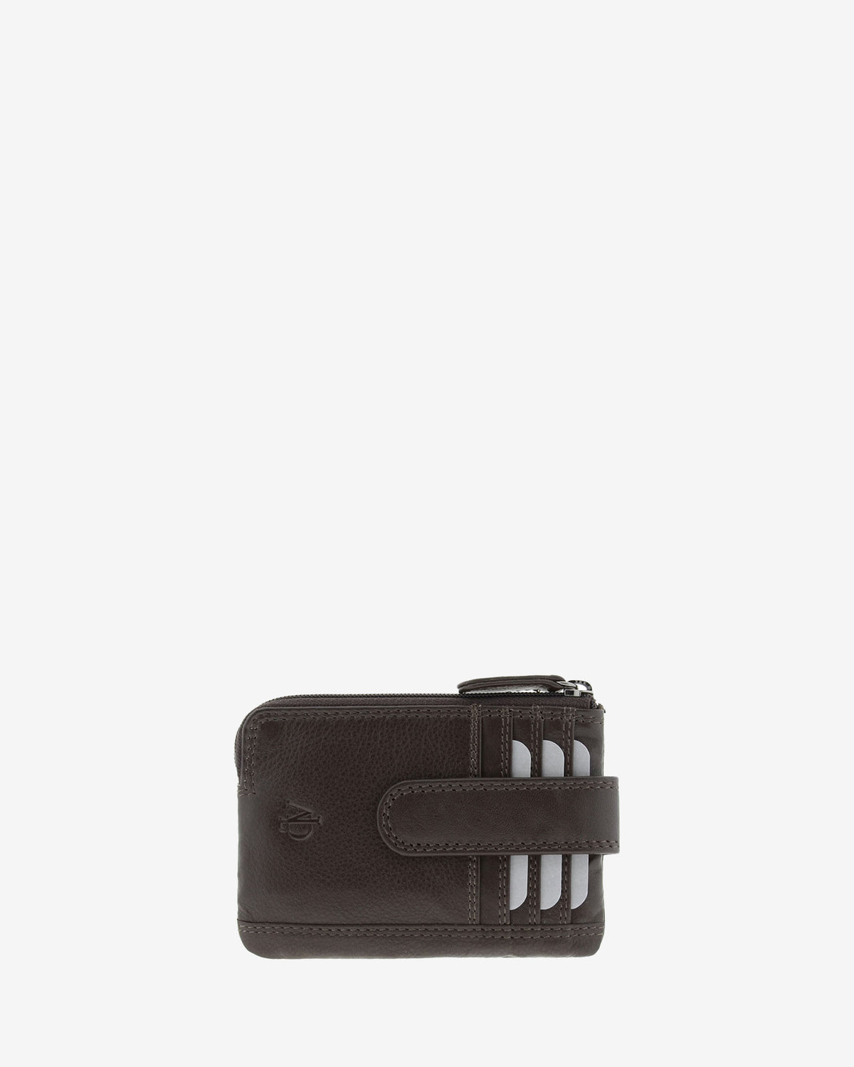 Monedero tarjetero 8036 en color marrón, vista frontal.