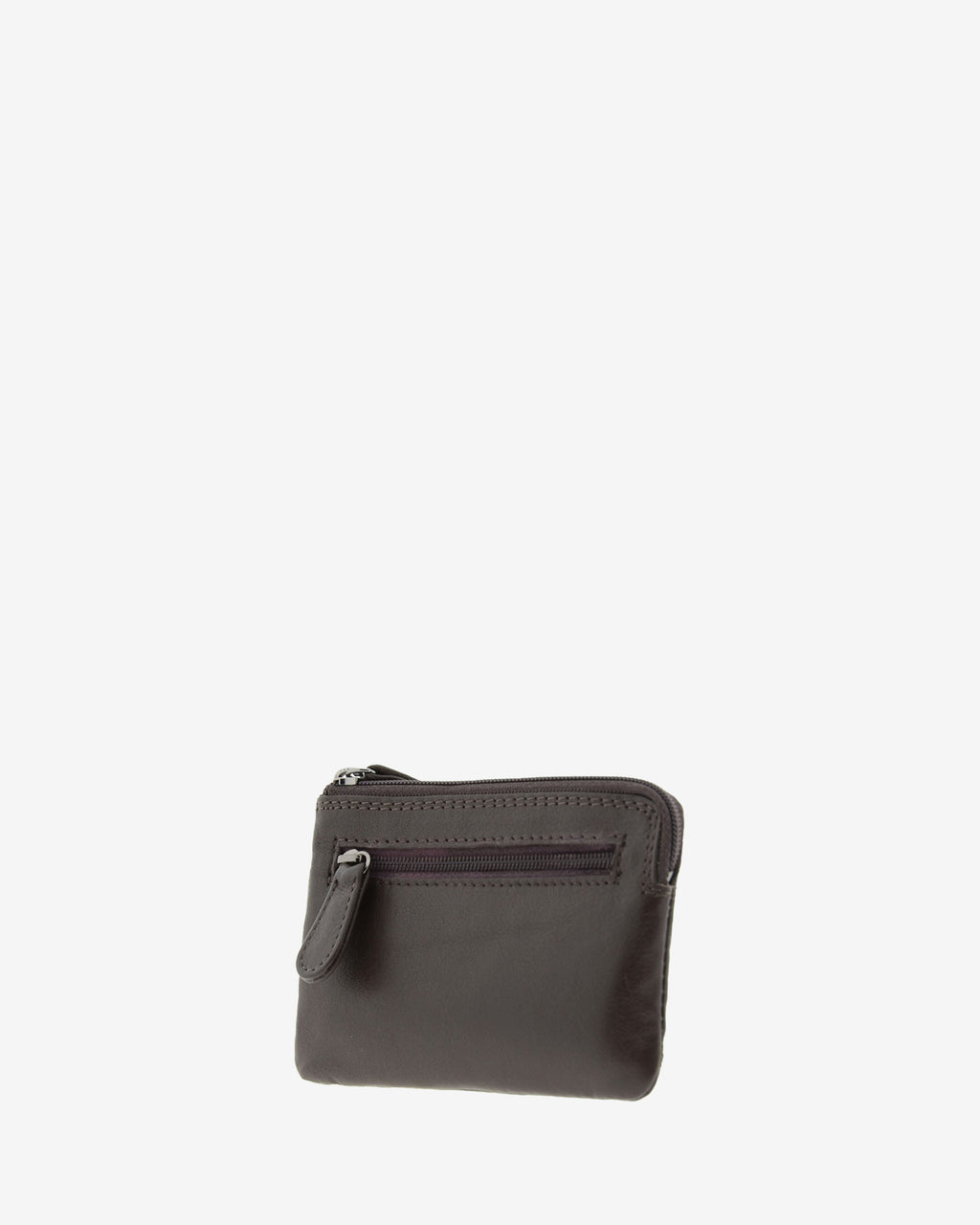 Monedero tarjetero 8036 en color marrón, vista posterior con bolsillo exterior con cremallera.
