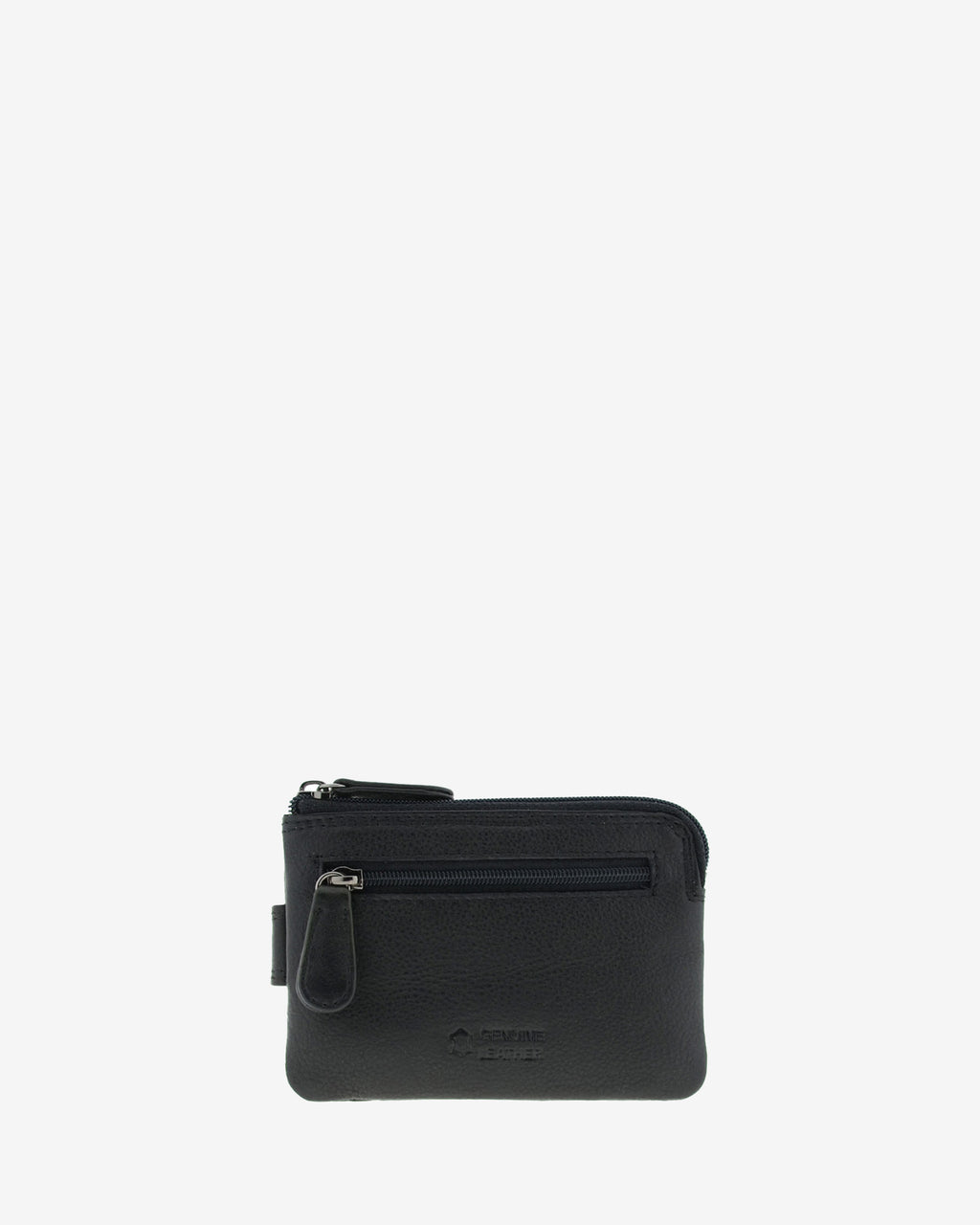 Monedero tarjetero 8036 en color negro, vista posterior con bolsillo exterior con cremallera.