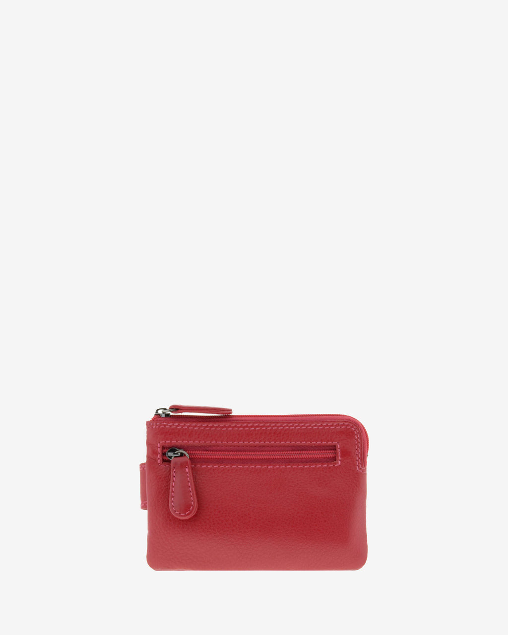 Monedero tarjetero 8036 en color rojo, vista posterior con bolsillo exterior con cremallera.