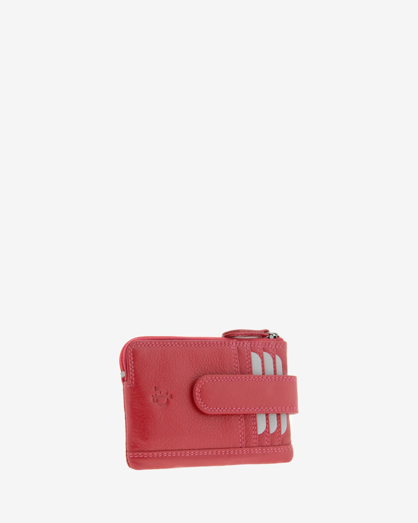 Monedero tarjetero 8036 en color rojo, vista tres cuartos frontal.
