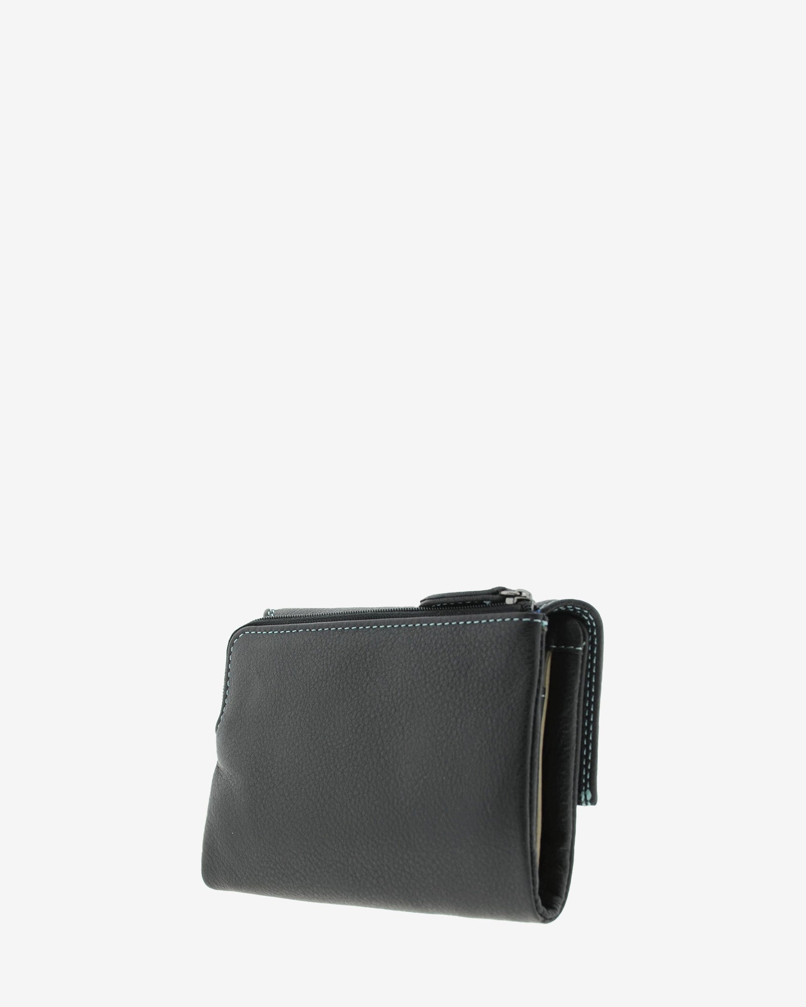 Cartera Adapell 4164 en color negro, vista trasera, con parte posterior lisa y cierre de cremallera en la zona superior