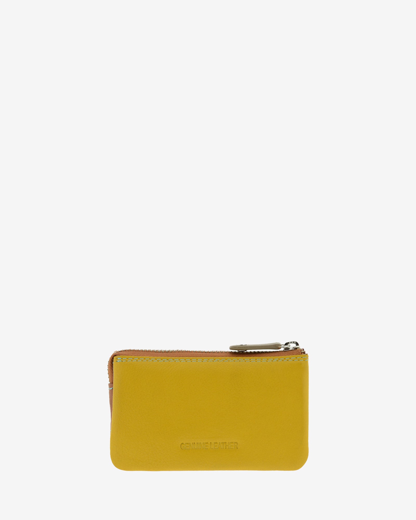 Monedero tarjetero 4240 en color Marrón, vista posterior en mostaza.