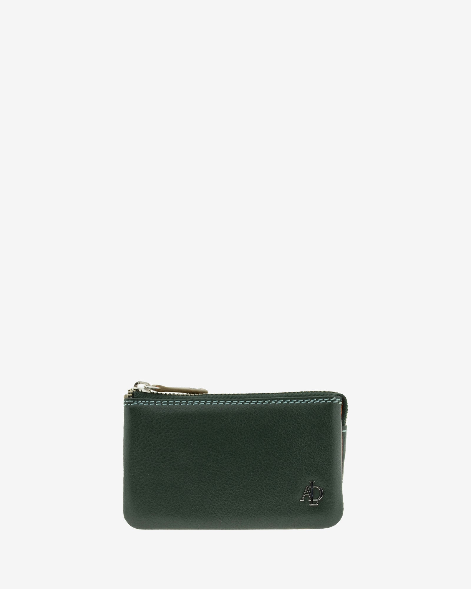Monedero tarjetero 4240 en color Verde, vista frontal con cierre de cremallera.
