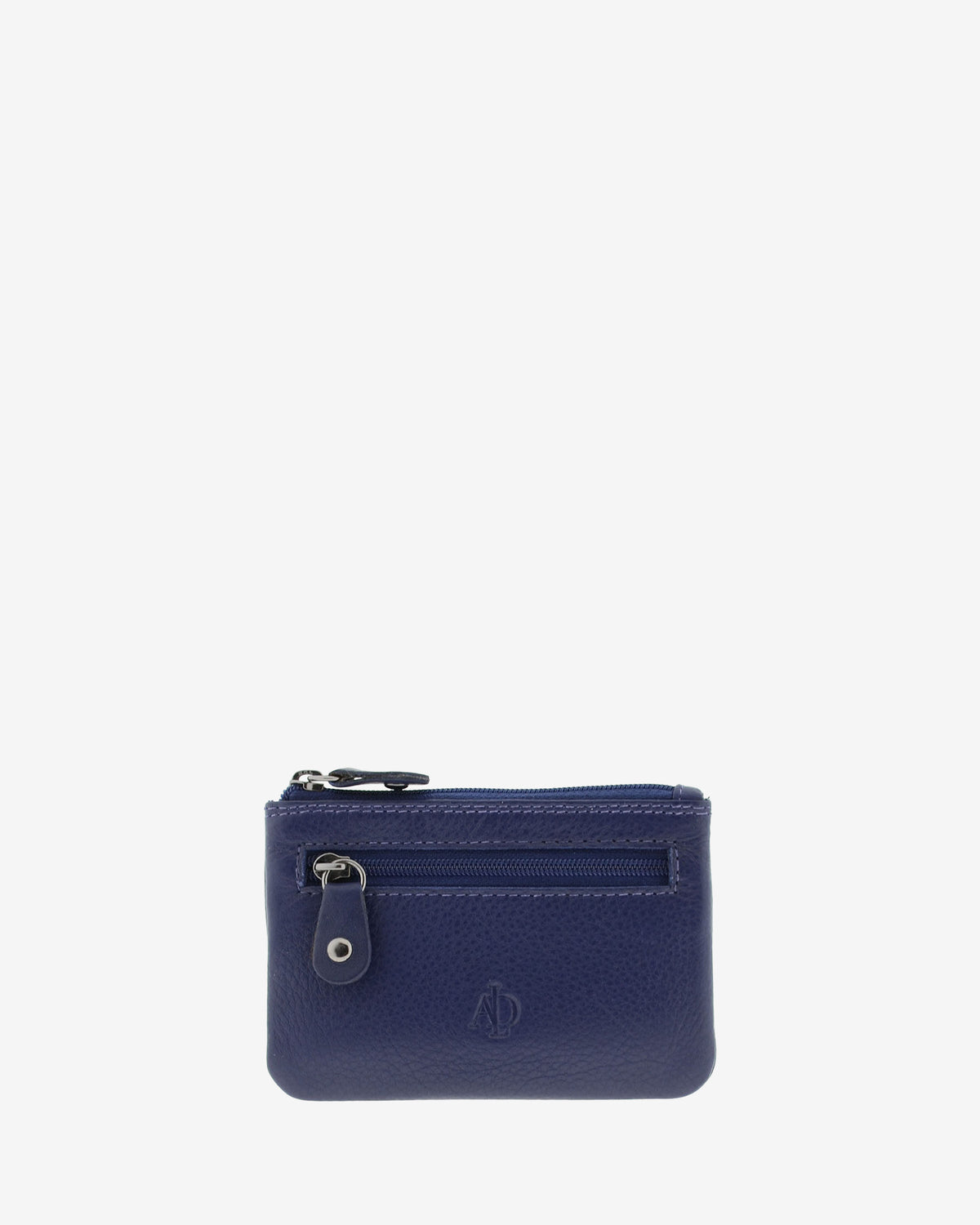 Monedero pequeño 8010 en color azul marino, vista frontal con bolsillo exterior de cremallera.