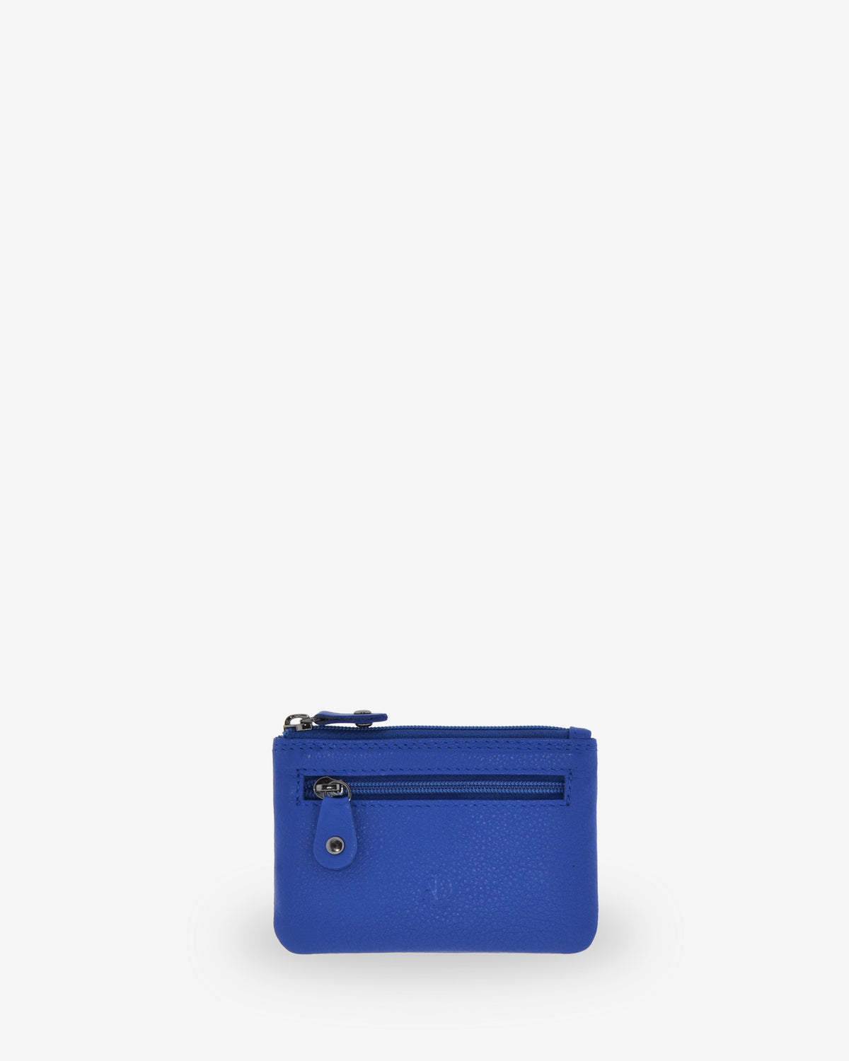 Monedero pequeño 8010 en color cobalto, vista frontal con bolsillo exterior de cremallera.