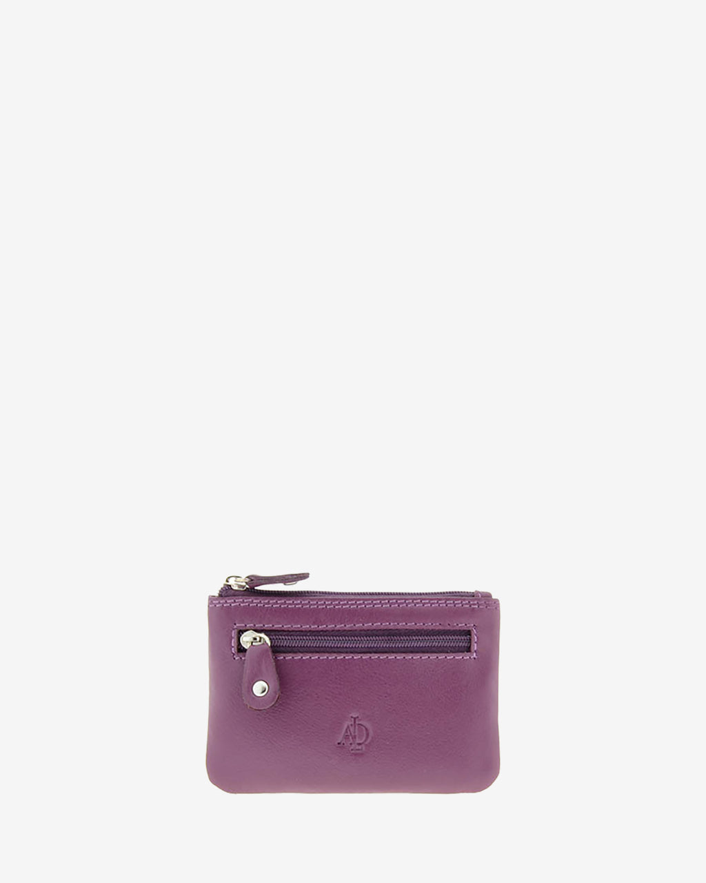 Monedero pequeño 8010 en color lila, vista frontal con bolsillo exterior de cremallera.
