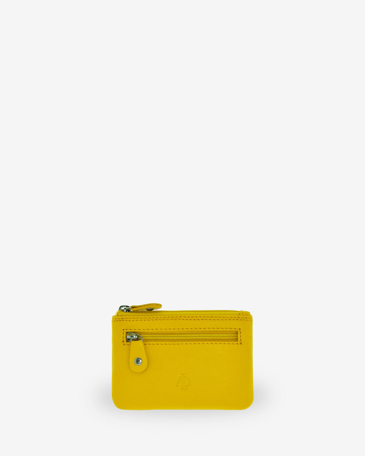 Monedero pequeño 8010 en color limón, vista frontal con bolsillo exterior de cremallera.