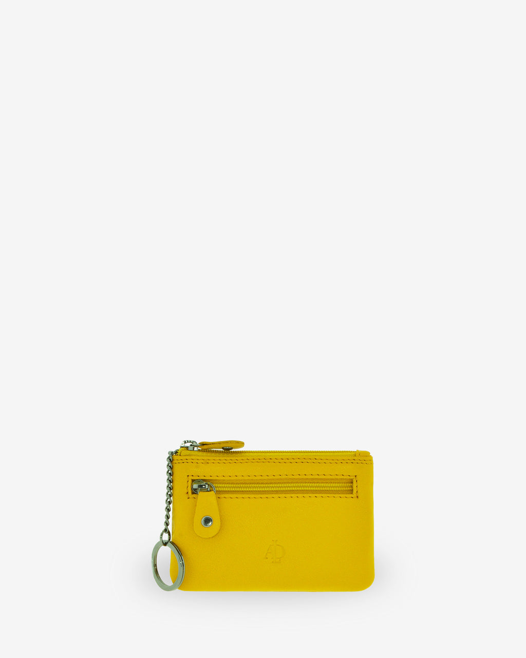 Monedero pequeño 8010 en color limón, vista frontal con anilla para llaves y bolsillo exterior de cremallera.