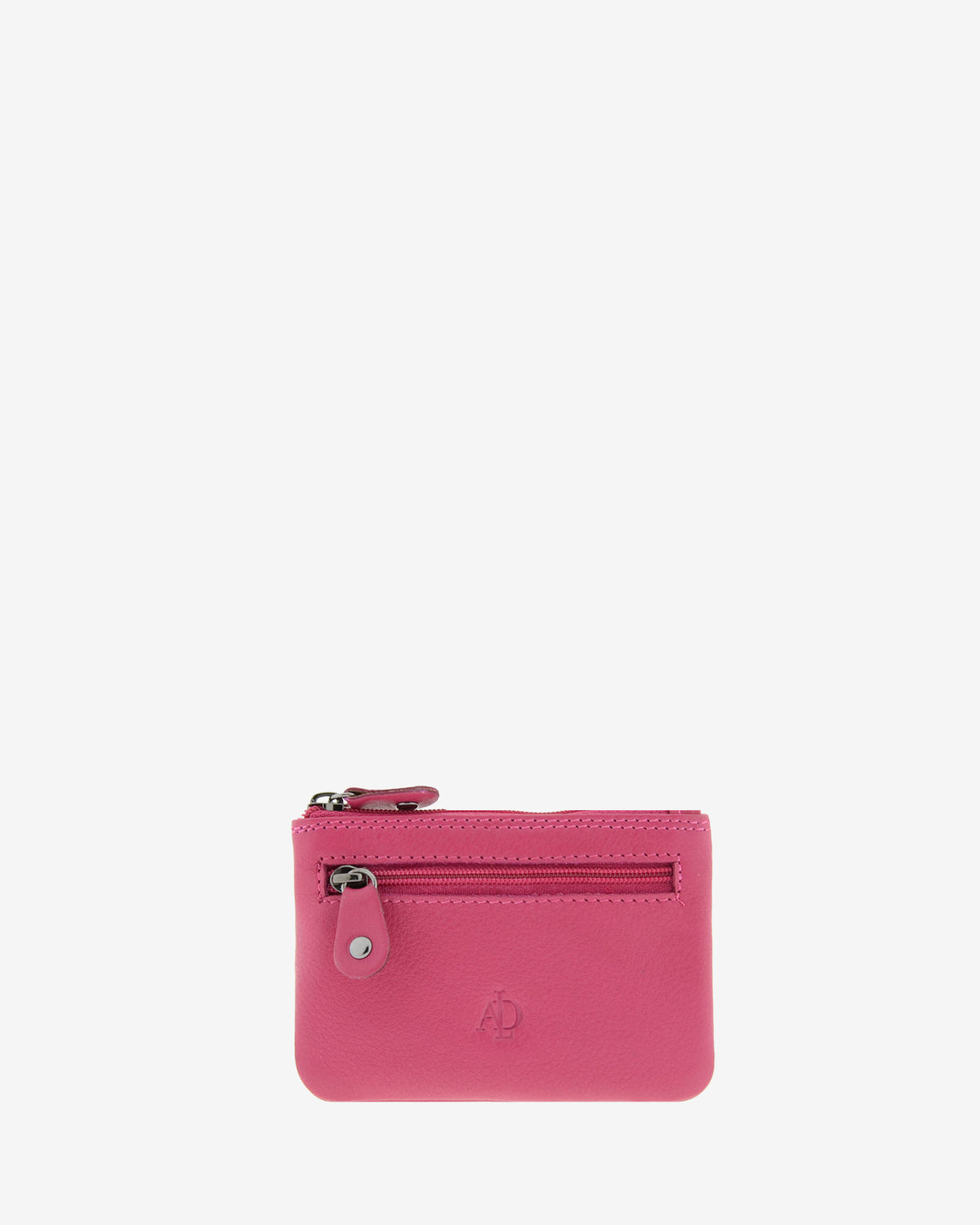 Monedero pequeño 8010 en color magenta, vista frontal con bolsillo exterior de cremallera.