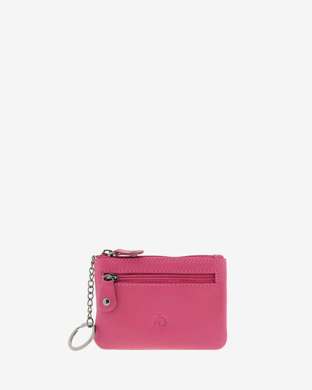 Monedero pequeño 8010 en color magenta, vista frontal con anilla para llaves y bolsillo exterior de cremallera.