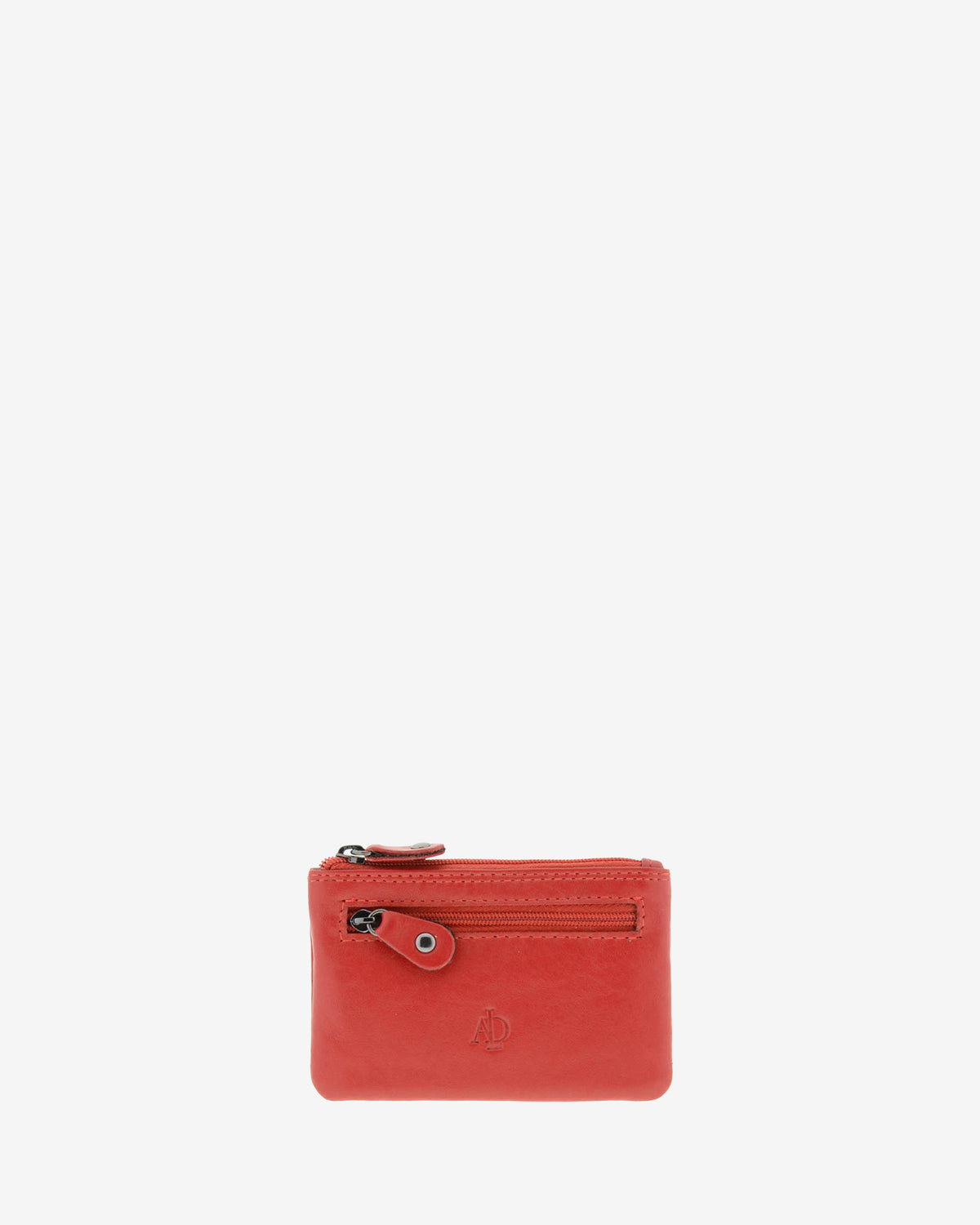 Monedero pequeño 8010 en color rojo, vista frontal con bolsillo exterior de cremallera.