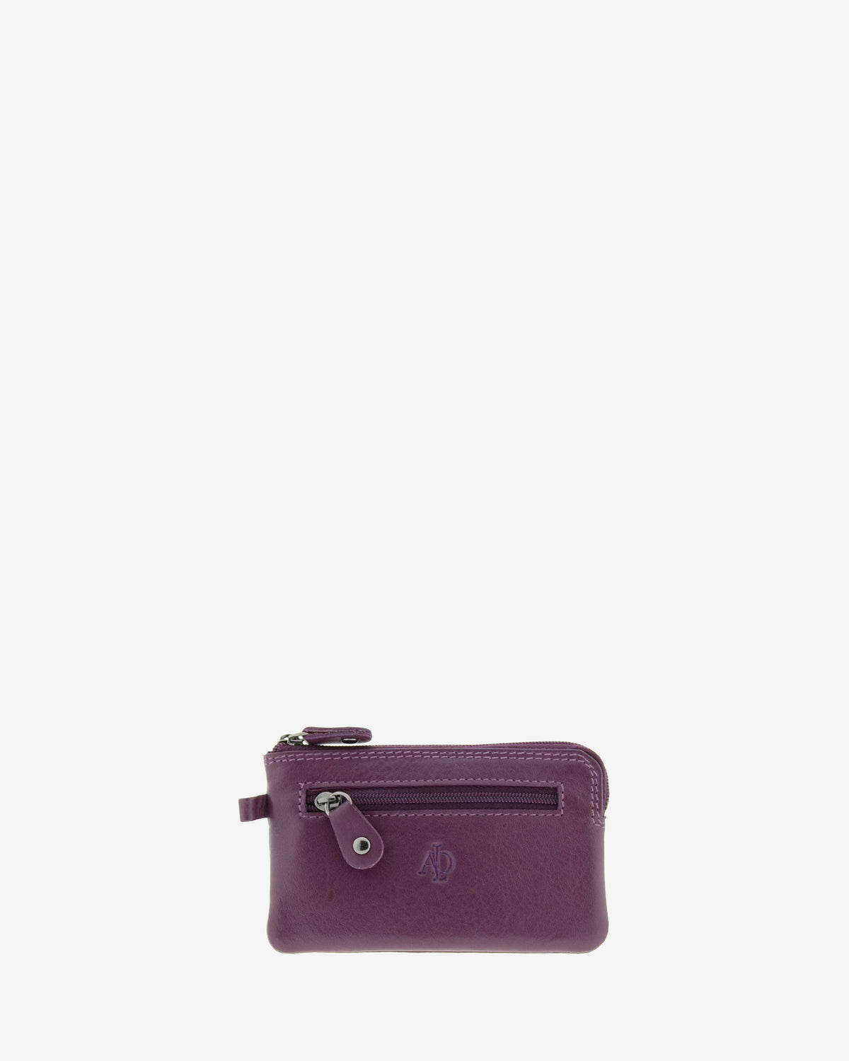 Monedero fino 8011 en color lila, vista frontal con bolsillo exterior de cremallera.