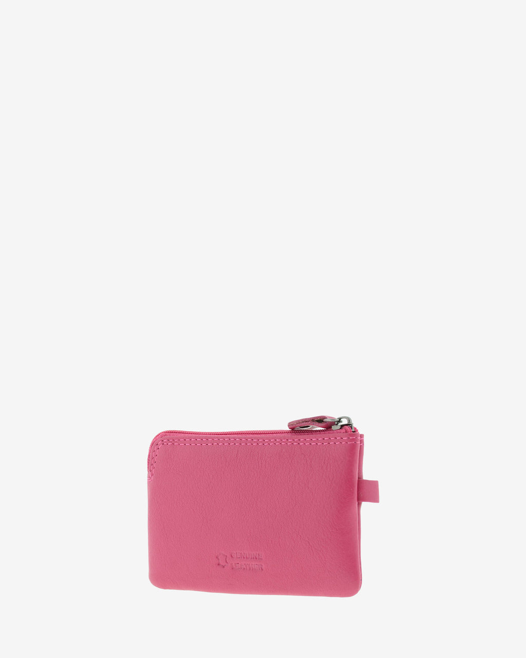 Monedero fino 8011 en color magenta, vista tres cuartos posterior.