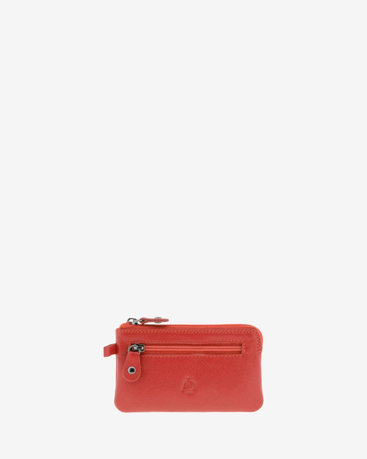 Monedero fino 8011 en color rojo, vista frontal con bolsillo exterior de cremallera.