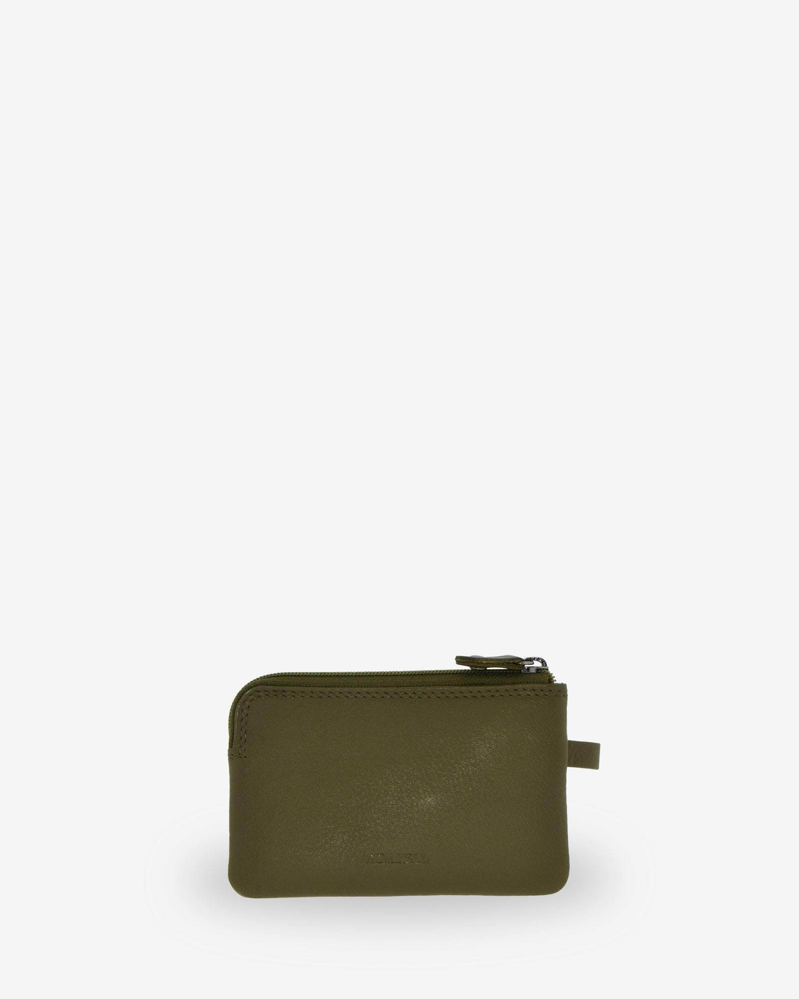 Monedero fino 8011 en color verde bosque, vista posterior.