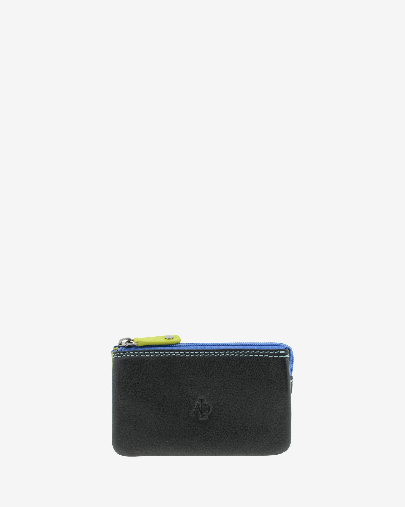 Monedero tarjetero combinado 8015-C en color Negro, vista frontal con cierre superior de cremallera.