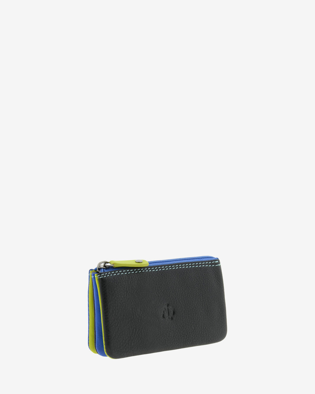 Monedero tarjetero combinado 8015-C en color Negro, vista tres cuartos frontal mostrando su estructura de varios compartimentos.