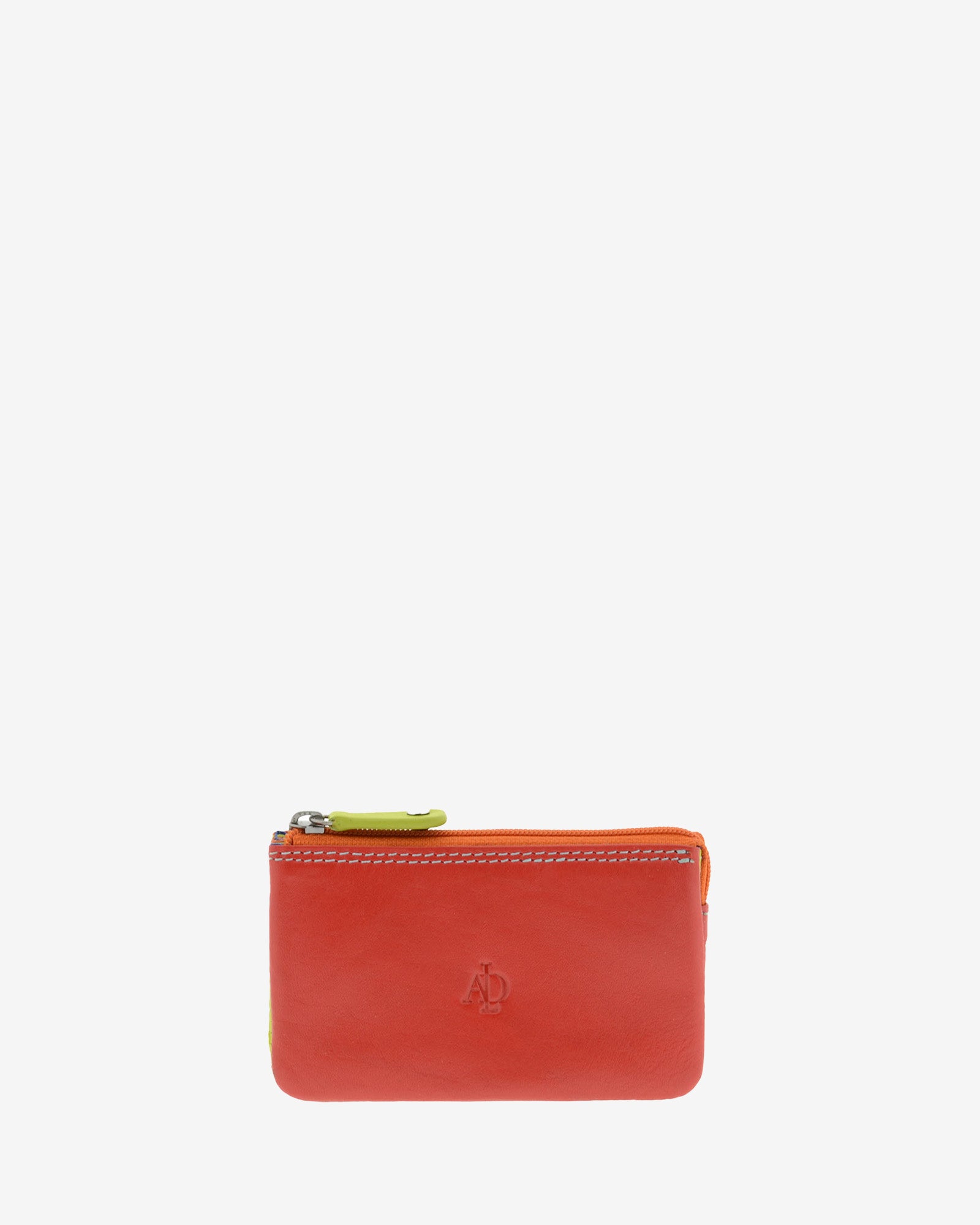 Monedero tarjetero combinado 8015-C en color Rojo, vista frontal con cierre superior de cremallera.