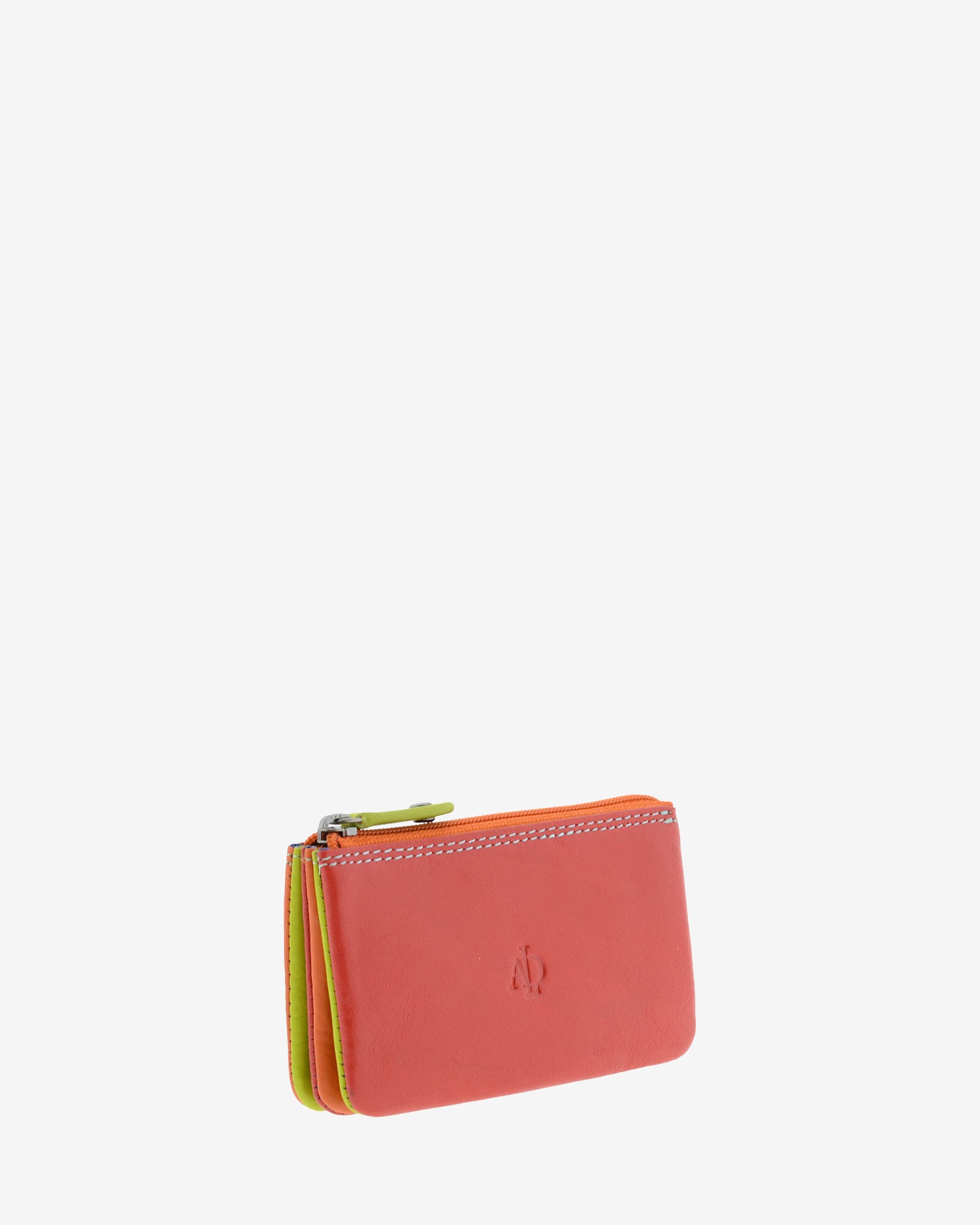 Monedero tarjetero combinado 8015-C en color Rojo, vista tres cuartos frontal mostrando su estructura de varios compartimentos.